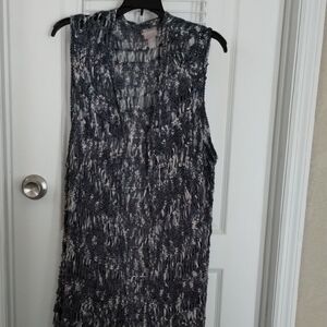 Chico's Black and White Textured Midi Dress